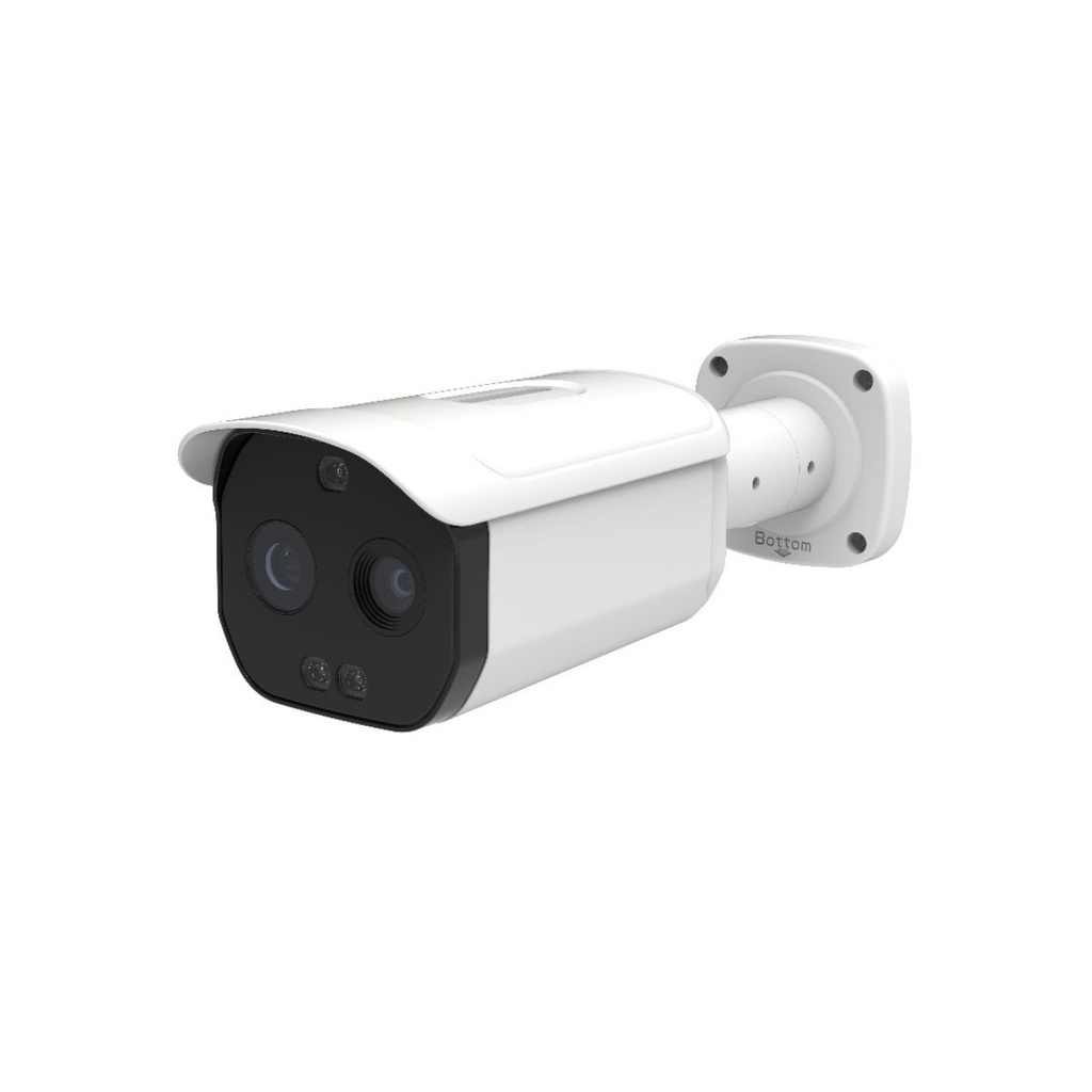 Telecamera Termica Bispectrum Bullet 5MP - ottica fissa 4 -Termica: ottica 3.2 - Risoluzione 256X192 - Funzioni AI Lite Rilevamento Incendi e Temperatura