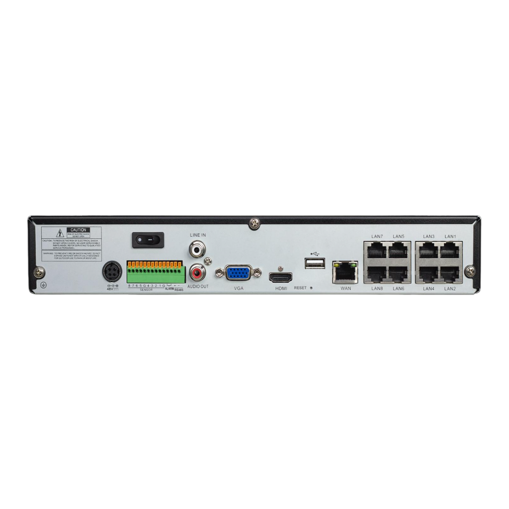 NVR 8 canali PoE 76Mbps - 8MP -1HD - Ingressi e uscita allarme - Funzioni AI Ultra