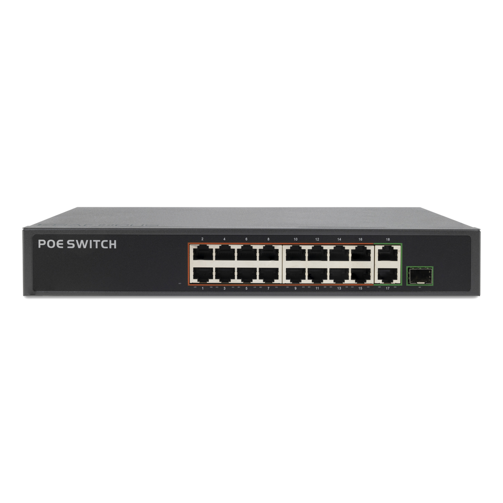 Switch Gigabit 16 porte PoE + 2 UPLink + 1 SFP/mini-GBIC