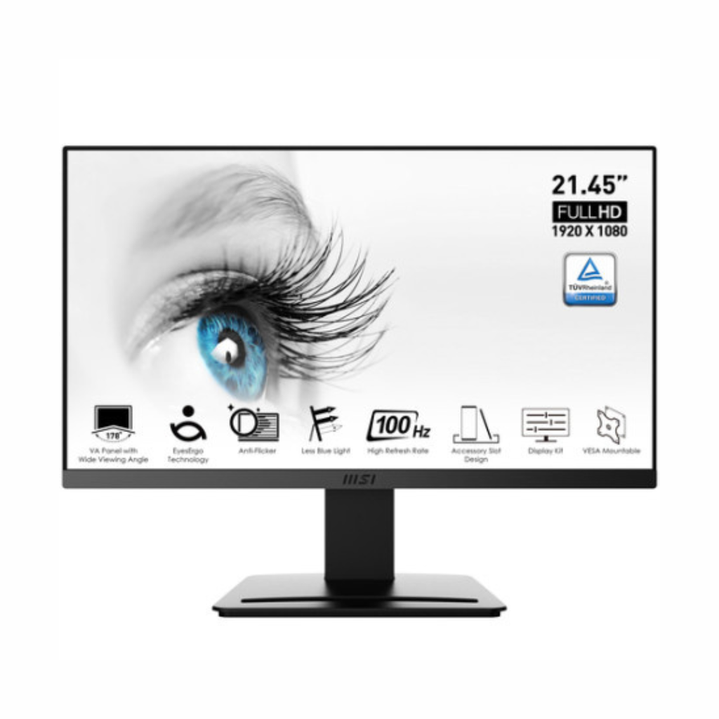 Monitor 21,5 led msi va 16:9 fhd 1ms 250 cdm, inclinabile, vesa 75x75, vga/hdmi