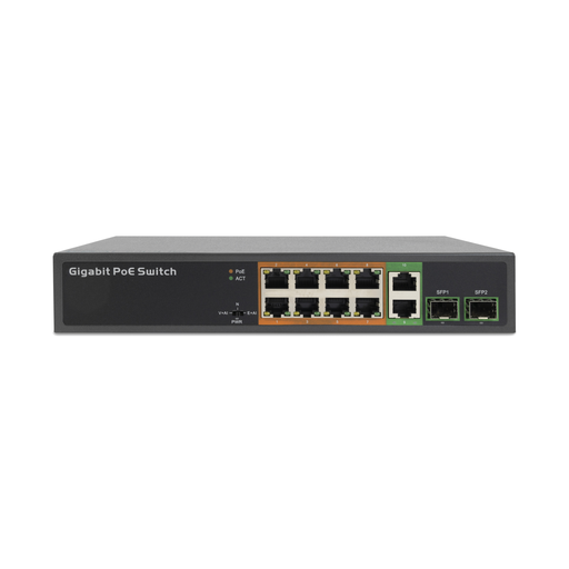 [ES-SW0802G2] Switch Gigabit 8 porte PoE + 2 UPLink +  2 SFP/mini-GBIC